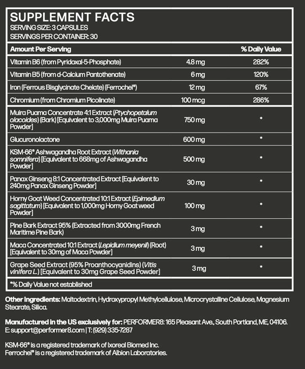 Performer8 Ingredients